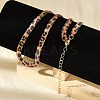 Leopard Print Alloy Snake Chain Necklaces for Women LS-NJEW-K281-01-3