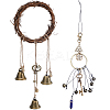2Pcs 2 Style Rattan & Alloy Witch Bells for Door Knob AJEW-GF0008-21-1
