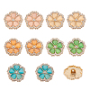 10Pcs 5 Colors 1-Hole Alloy Rhinestone Shank Buttons BUTT-GO0001-05-1