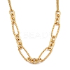 304 Stainless Steel Twisted Oval Bib Necklace for Women NJEW-A032-08G-02-1