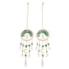 Wire Wrapped Natural Green Aventurine Chip Tree of Life Window Hanging Prism Ornaments HJEW-TA00283-03-1