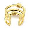 Rectangle Rack Plating Brass Micro Pave Cubic Zirconia Wide Cuff Rings for Women RJEW-F162-15G-3