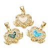 Rack Plating Brass Micro Pave Clear Cubic Zirconia Pendants KK-P268-09G-1