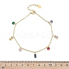 Ion Plating(IP) 304 Stainless Steel Colorful Cubic Zirconia Charm Anklets for Women STAS-P379-01G-5