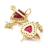 Rack Plating Brass & Cubic Zirconia & Glass Pendants KK-B076-17G-3
