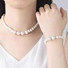 Round ABS Plastic Imitation Pearl Beaded Necklaces & Dangle Earring & Bracelets Sets FS-WG32AE8-01-3