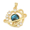 Brass Micro Pave Clear Cubic Zirconia with Glass Pendants KK-G524-01G-04-1
