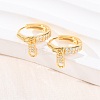 Zipper 925 Sterling Silver Micro Pave Clear Cubic Zirconia Hoop Earrings EJEW-K317-01G-1