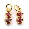 Brass Cubic Zirconia Charms KK-A156-14G-RS-3