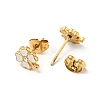 Ion Plating(IP) Enamel Clover with Crystal Rhinestone Stud Earrings with 316 Surgical Stainless Steel Pins EJEW-A081-12G-03-2
