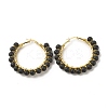 Natural Lava Rock Beaded Hoop Earrings for Women EJEW-C003-03A-RS-1