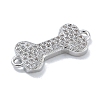Rack Plating Brass Micro Pave Clear Cubic Zirconia Bone Connector Charms KK-A234-059P-2