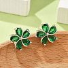 Flower Brass Micro Pave Cubic Zirconia Stud Earrings for Women EJEW-G428-28A-01-1
