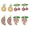8Pcs 4 Style Real 18K Gold Plated Fruit Theme Brass Micro Pave Cubic Zirconia Pendants ZIRC-ZZ0001-06G-1