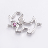Brass Micro Pave Cubic Zirconia Puppy Links connectors LS-ZIRC-G125-02A-P-1