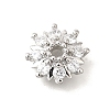 Flower Brass Clear Cubic Zirconia Bead Caps KK-V008-08A-P-1