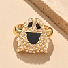 Ghost Brass Enamel Cuff Rings for Women RJEW-B117-02G-2