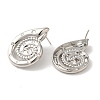Rack Plating Brass Micro Pave Clear Cubic Zirconia Stud Earrings EJEW-B062-14P-02-2