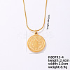 Vintage 304 Stainless Steel Round Snake Chain Flat Round Pendant Necklaces VV1854-4-1