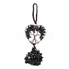 Wire Wrapped Chips Natural Obsidian Big Pendant Decorations HJEW-H057-01B-2