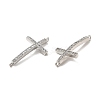 Brass Micro Pave Clear Cubic Zirconia Connector Charms KK-E068-VB331-3