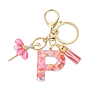 Letter A~Z Transparent Glitter Resin Pendant Keychains KEYC-FZ00024-16-1