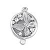 Brass Pave Clear Cubic Zirconia Connector Charms KK-Z066-08P-1
