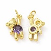 Brass Micro Pave Clear Cubic Zirconia Charms ZIRC-F135-25G-01-1
