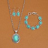 Oval Alloy with Synthetic Turquoise Pendant Necklaces & Dangle Earrings & Link Bracelets Sets WGD1135-09-1
