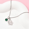 Valentine's Day 304 Stainless Steel & Green Glass Dolphin Heart Pendant Cable Chain Necklaces for Women NJEW-FS00014-03-2
