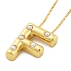 Brass & Plastic Pearl Letter Pendant Box Chain Necklaces for Women LS-NJEW-U017-01G-06-2