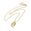 Golden Brass Crescent Moon Pendant Necklace with Rhinestone LS-NJEW-Z015-01B-G-1
