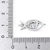 Brass Micro Pave Clear Cubic Zirconia Fish Links Connector Charms KK-K399-06P-3