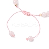Natural Rose Quartz Beaded Braided Bead Bracelets for Women BJEW-JB12528-02-4