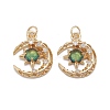 Brass Micro Pave Clear Cubic Zirconia Glass Pendants ZIRC-C024-06G-04-1