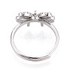 Bowknot Shape Brass Micro Pave Clear Cubic Zirconia Adjustable Ring Settings KK-T076-48P-3