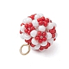Glass Seed Beaded Round Pendants PALLOY-MZ00525-02-4