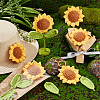 18Pcs 2 Style Hand Knitting Wool Sunflower and Leaf DIY-GA0006-11-4