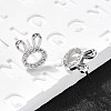 Rabbit Head Brass Micro Pave Cubic Zirconia Ear Studs EJEW-D304-39P-1