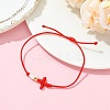 Rack Plating Brass & Natural Cultured Freshwater Pearl Beads Braided Bead Bracelets BJEW-JB13769-3