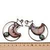 Natural Green Aventurine & Rose Quartz Brass Star Moon Big Pendants G-H316-01R-03-3