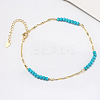 925 Sterling Silver Dapped Chain Anklet AJEW-Z029-23G-2