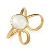 Oval 304 Stainless Steel Enamel Cuff Rings for Women RJEW-G355-03G-6
