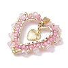 Seed Glass & Alloy Heart Pendant PALLOY-MZ00234-3