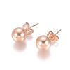 Ion Plating(IP) 304 Stainless Steel Stud Earrings EJEW-L215-57E-RG-1