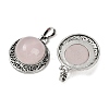 Natural Rose Quartz Half Round Pendants PALLOY-R159-01AS-12-2