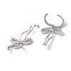 Bowknot Brass Micro Pave Clear Cubic Zirconia Hoop Earrings for Women LS-EJEW-A110-03P-3