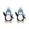 Rack Plating Alloy Enamel Penguin Pendants ENAM-T024-66A-P-1