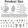 30Pcs 30 Styles Tibetan Style Alloy Pendants FIND-YW0006-86-3