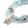 Natural Aquamarine Chip Beads Multi-strand Bracelet BJEW-JB07052-04-6